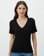 T-shirt rib decote v Shoulder