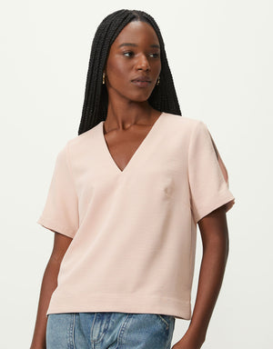 Blusa fenda manga rosa