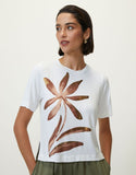 T-shirt flor pincelada foil Shoulder