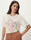 T-shirt floral hibisco outline