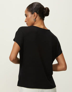 T-shirt bordado folhagem ombros Shoulder