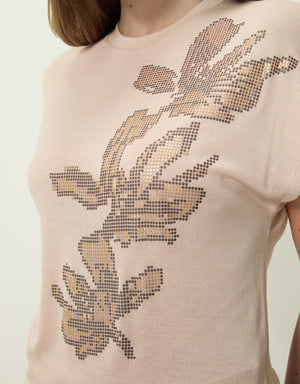 T-shirt flores relevo foil