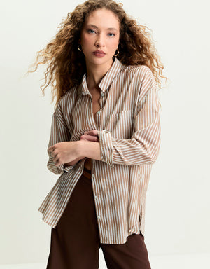 Camisa voil listras camel