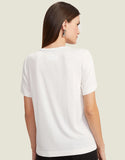 T-shirt Flor Lateral Bordada Off White Shoulder
