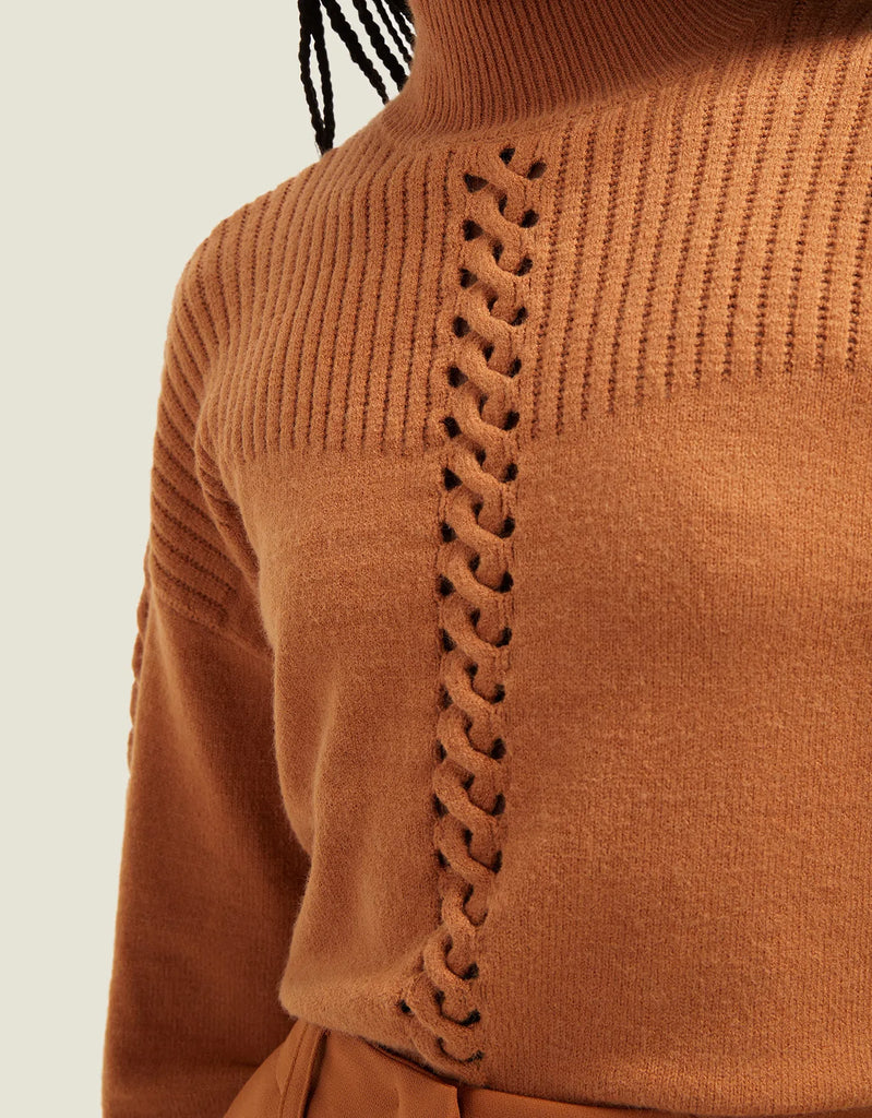 Blusa Tricot Detalhe Textura Camel Shoulder