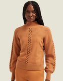 Blusa Tricot Detalhe Textura Camel Shoulder