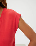 T-shirt Detalhe Ribana Vermelho Shoulder
