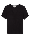 T-shirt rib decote v Shoulder