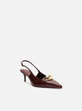 Scarpin Couro Slingback Metal Silvia Braz