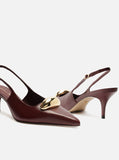 Scarpin Couro Slingback Metal Silvia Braz