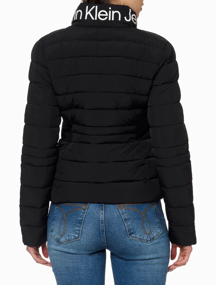 Jaqueta Feminina Reciclada Logo Na Gola E No Peito Preto Calvin Klein Jeans
