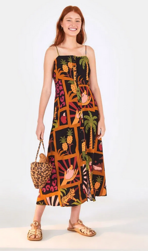 Vestido Midi Colagem Tropical