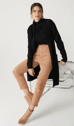 Calça Slim Suede Recortes Shoulder