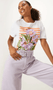 T-shirt Cartaz Listrado Com Floral Shoulder