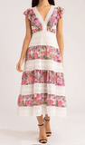 Vestido Midi Cottom Flowers Rosa