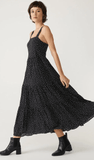 Vestido Midi Poá Cidade Preto Shoulder