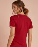 T-Shirt Decote V Retilinea Shoulder - Carlos Kiister Store