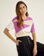 Blusa Tricot Color Block Shoulder