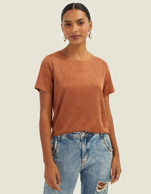 T-Shirt Suede Shoulder