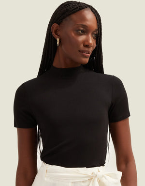 T-shirt Rib Gola Alta Preto Shoulder