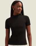 T-shirt Rib Gola Alta Preto Shoulder