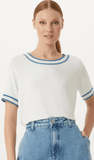 T-shirt Punhos Crochê Off White Shoulder
