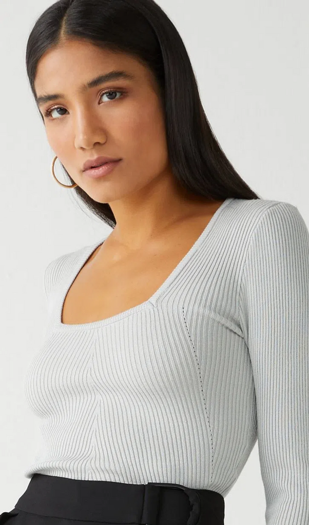 Blusa Cropped Tricot Decote Quadrado Shoulder