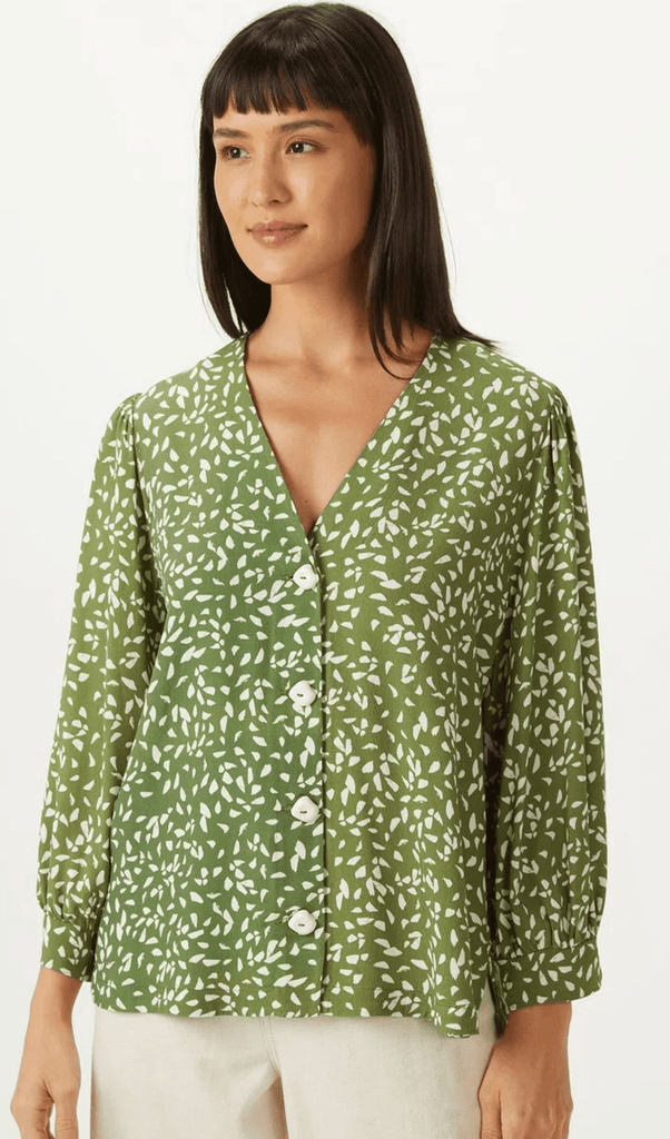 Blusa Poá Brisa Verde Shoulder