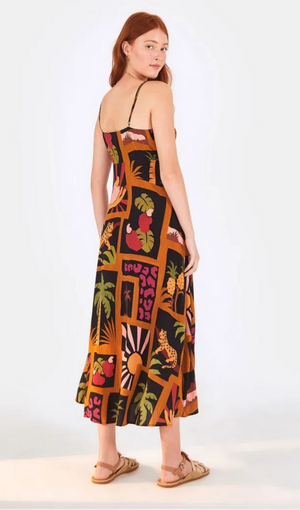 Vestido Midi Colagem Tropical