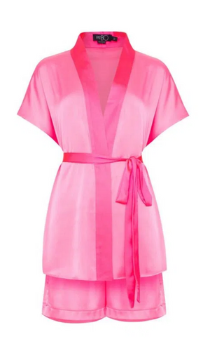 Pijama Curto Kimono Rosa e Pink Mari Saad Patbo