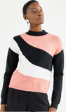 Blusa Tricot Jacquard Colorblock Shoulder