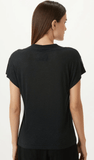 T-shirt Viscolinho Decote V Preto Shoulder