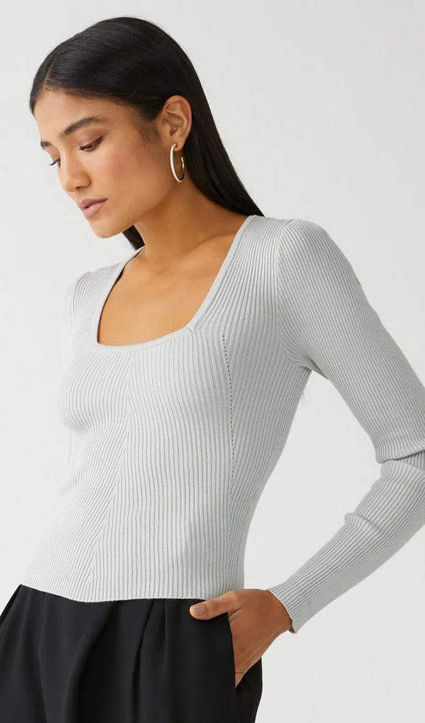 Blusa Cropped Tricot Decote Quadrado Shoulder