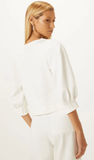 Blusa Malha Punho Pregas Off White Shoulder