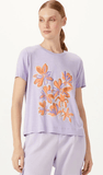 T-shirt Floral Açafrão Lilás Shoulder