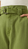 Calça Sarja Pantacourt Com Cinto Verde Shoulder