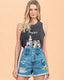 Short Jeans Taylor Bordado