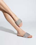 Flat Slide Glam Stones Prata Schutz