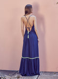 Vestido Longo Decote Renda Neon Skazi