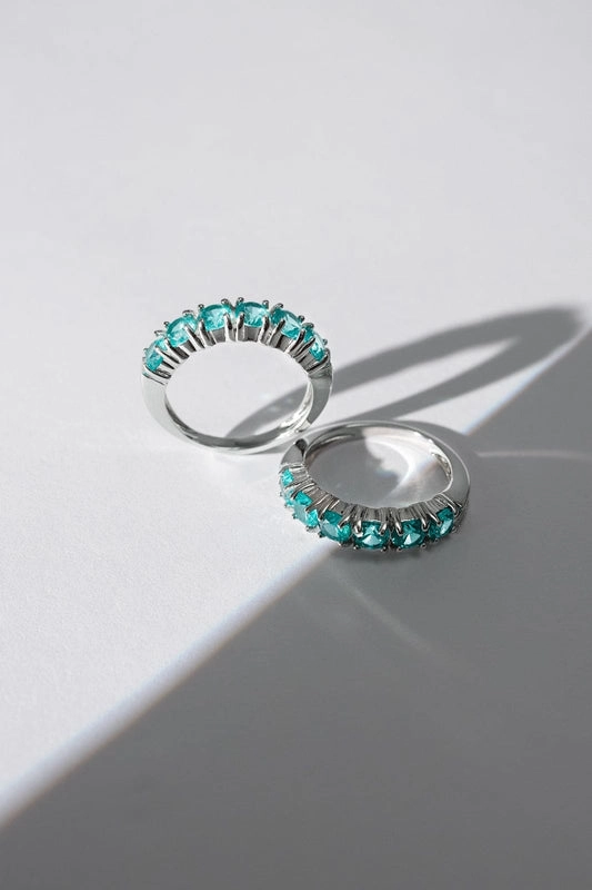 ANEL MEIA CRAVACAO SEIS PONTOS LUZ 4MM AGUA MARINHA