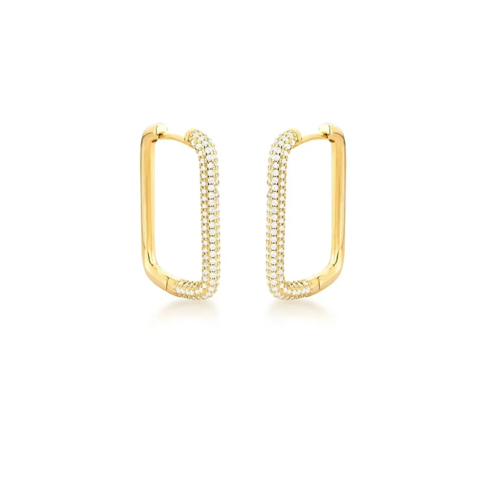 Argola Retangular Cravejada Zarpellon