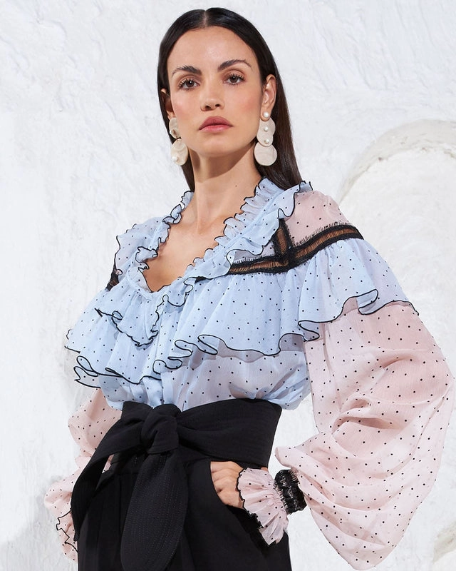 Blusa ML Babado Com Entremeio POA