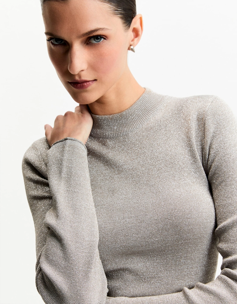 Blusa Ml Tricot Lurex Shoulder