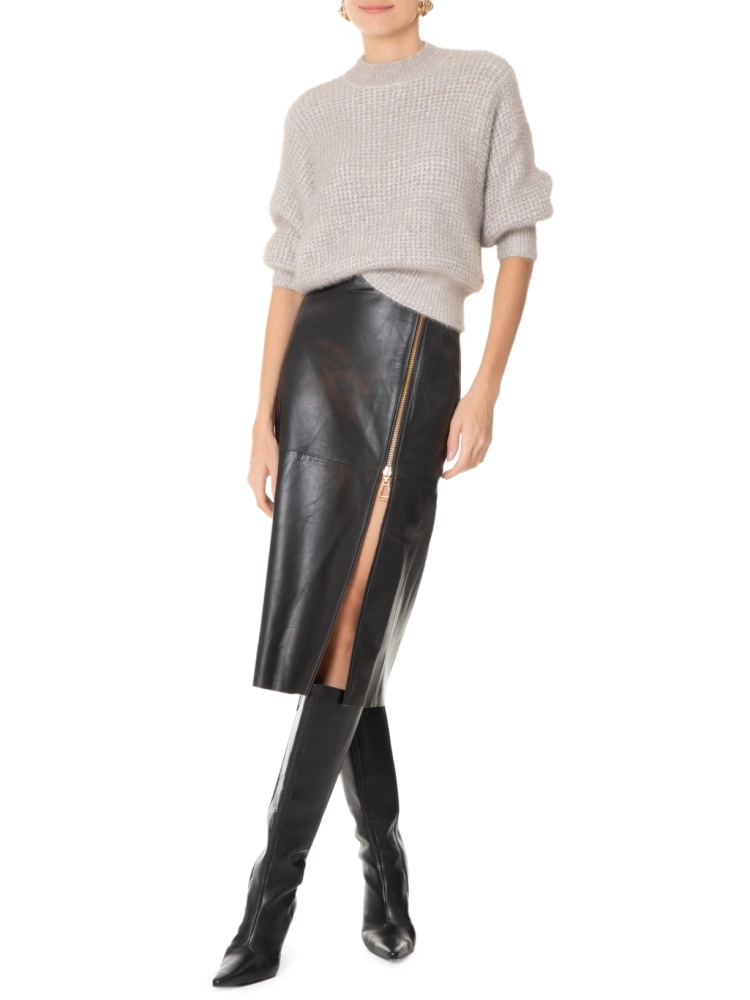 Blusa Ml Tricot Mescla Pelinhos Shoulder