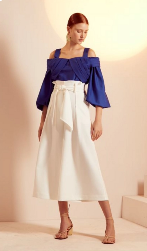 Blusa Tricoline Ombro Drapeado