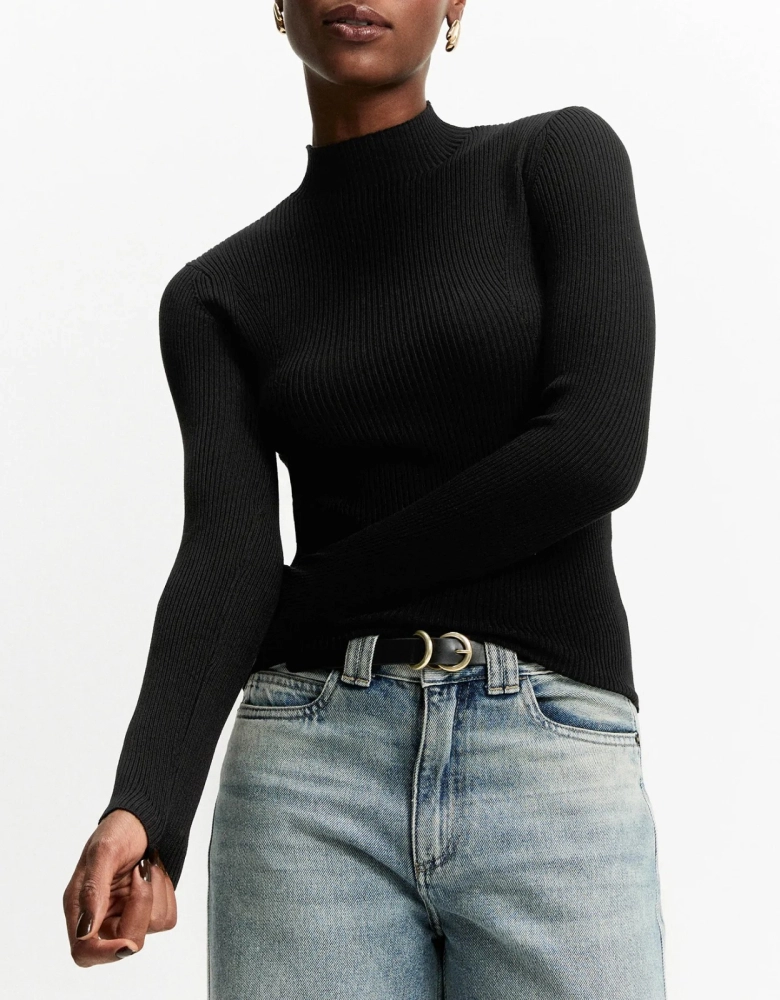 Blusa Tricot Canelada Shoulder