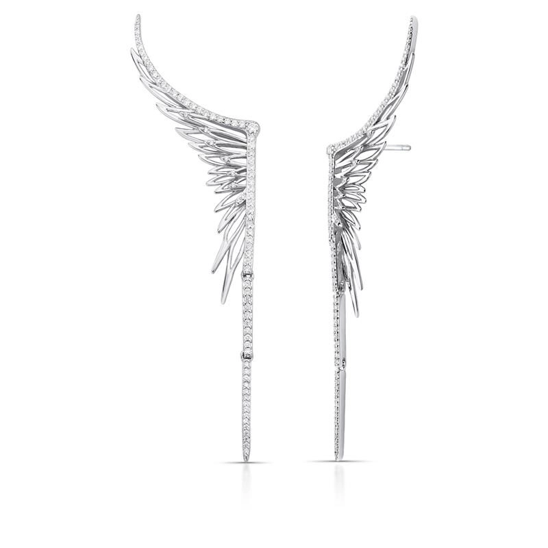 BRINCO EAR CUFF DE ASA COM ZIRCÔNIA BANHADO A RÓDIO