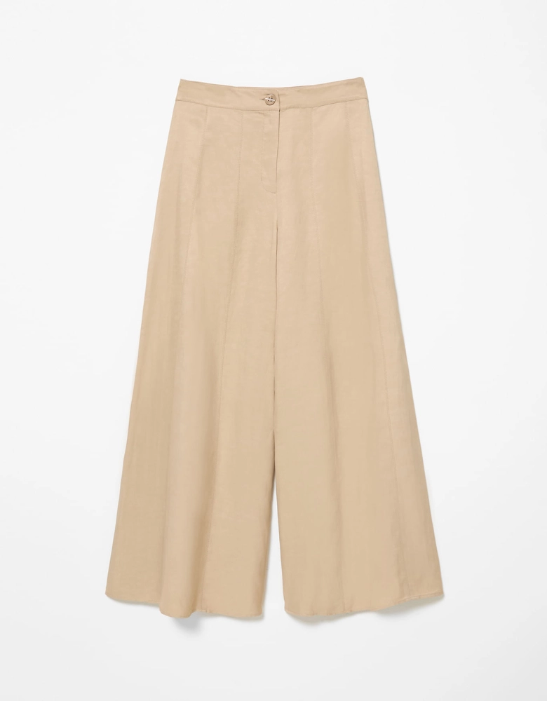  Calça pantalona recortes pespontados shoulder