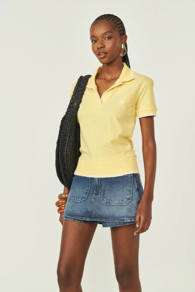 camisa polo feminina