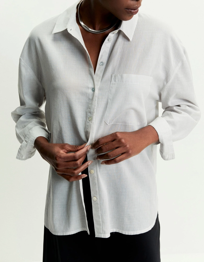 Camisa Voil Listras Shoulder